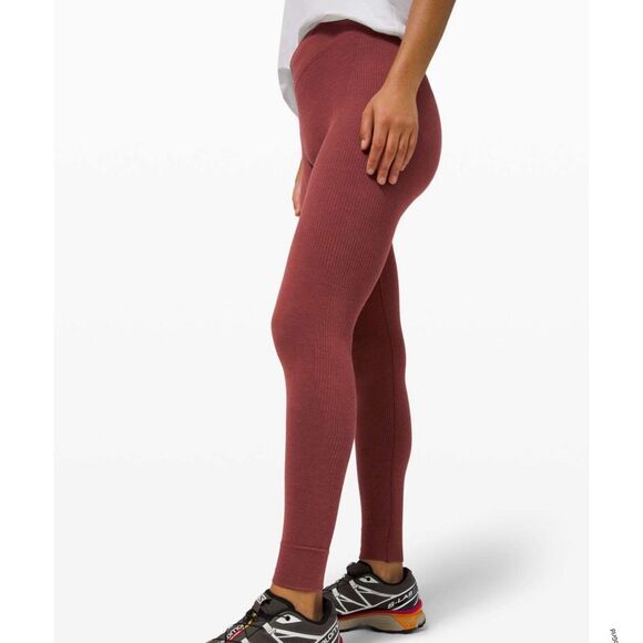 lululemon athletica Pants - Lululemon Keep The Heat Leggings Base Layer Wool Blend Medium Mulled Wine